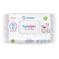 H2O Baby Wipes, 48 szt., wodne chusteczki dla dzieci i niemowląt, delikatne, Lab4Baby